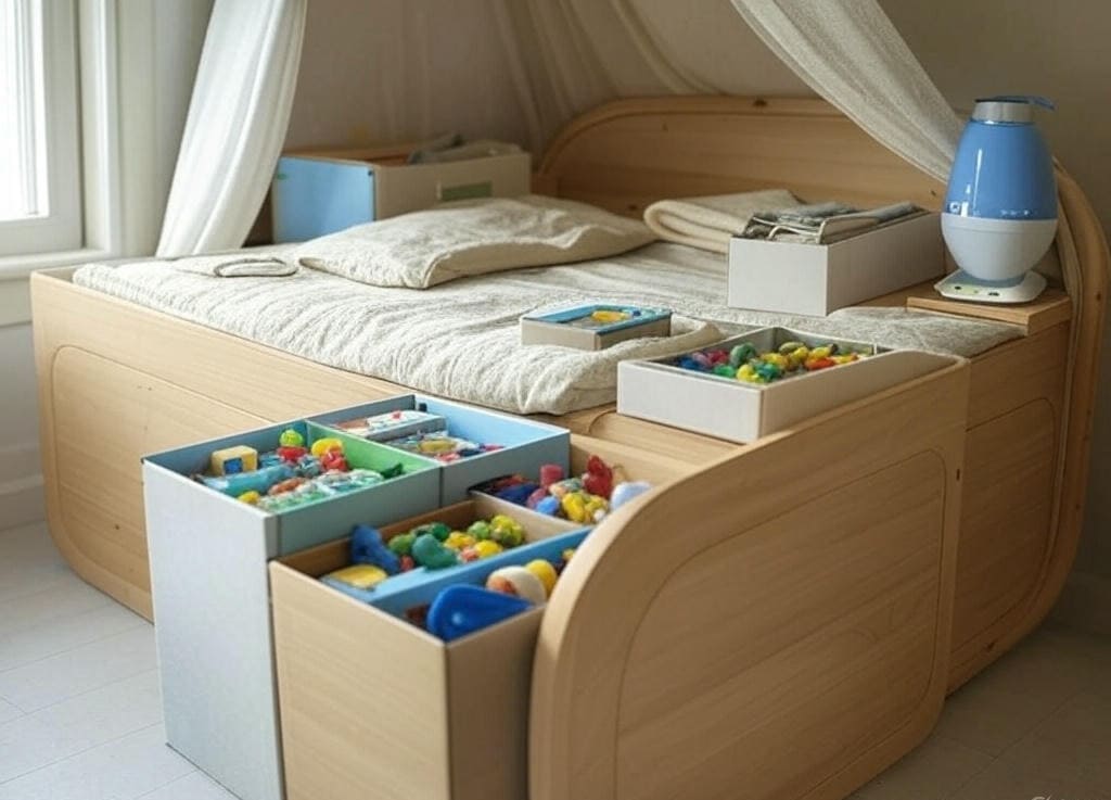 Дитяча кімната з балдахіном і іграшками