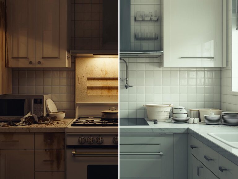 Before and after kitchen cleaning transformation